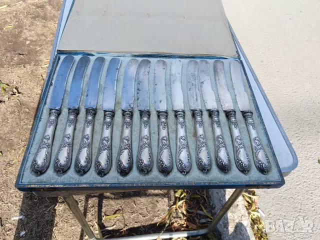 Продавам комплект от 12 приборни ножове със сребърни дръжки, снимка 2 - Колиета, медальони, синджири - 48098940