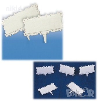 Пластмасова табела табели табелки тагове етикет топер за забождане на торта десерти и др пластмасови