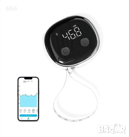 Интелигентна ролетка за измерване на тялото, Bluetooth свързаност, LED дисплей, презареждаем,