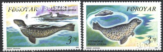 Чисти марки Фауна Тюлени 1992 от Фарьорски острови, снимка 1 - Филателия - 35582294