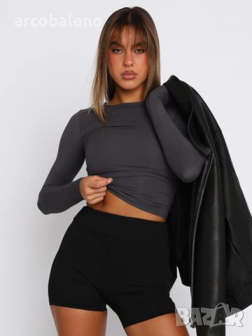 Едноцветен тънък пуловер, тениска, дамско улично облекло, 7цвята , снимка 15 - Тениски - 43442184