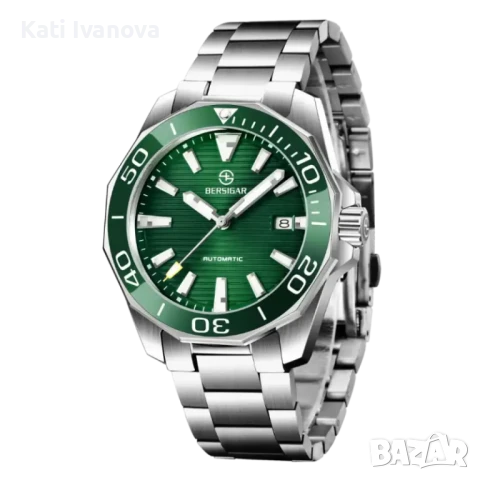 Мъжки автоматичен часовник BERSIGAR, елегантен,  механичен ръчен часовник със сапфирено стъкло