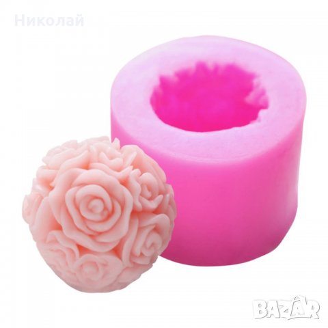 Силиконова форма за свещи - топка от рози Молд цветя свещ роза