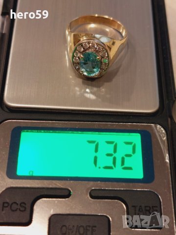 Златен пръстен с брилянти и топаз-злато 14 к., снимка 8 - Пръстени - 43553662
