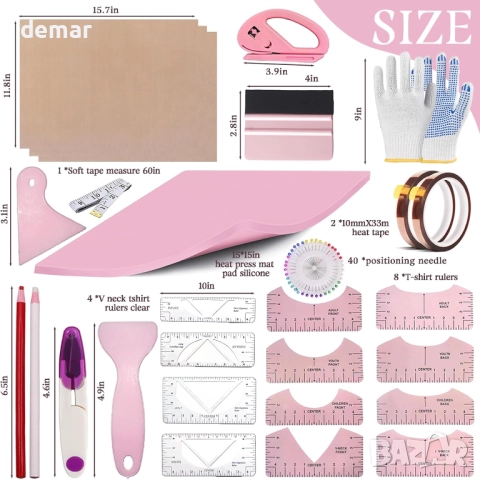Комплект инструменти за сублимационен печат на тениски, силиконова подложка за термопреса, снимка 2 - Други стоки за дома - 51495871