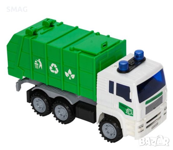 Зелен камион за рециклиране на отпадъци със светлина и звук Камион за боклук, снимка 2 - Коли, камиони, мотори, писти - 43102843