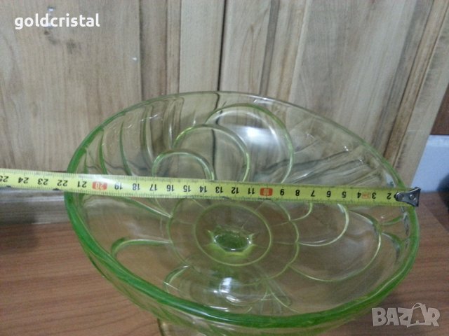 Кристална фруктиера ураново стъкло , снимка 4 - Антикварни и старинни предмети - 39989890