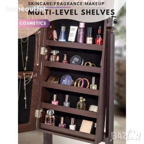 ПРОМОЦИЯ Органайзер за бижута и козметика с вградено огледало и заключващ механизъм QHX-003-DE, снимка 5 - Шкафове - 52824804