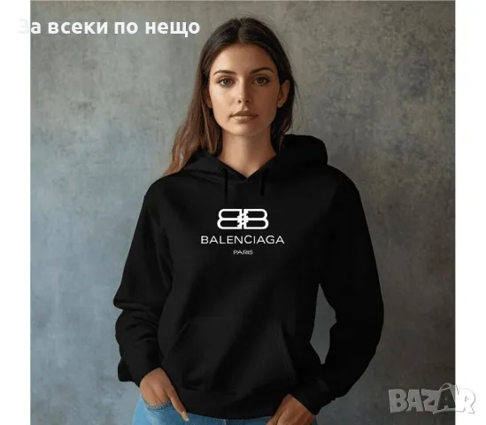 Balenciaga Дамска Черна Ватирана Блуза С Дълъг Ръкав🔝Дамски Суитшърт Баленсиага Код LFS241, снимка 1 - Блузи с дълъг ръкав и пуловери - 48658540