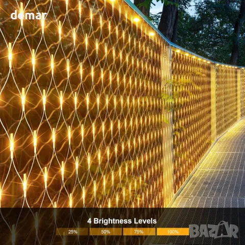 THKFUL Коледни мрежести светлини за открито,3 X 2 м,200LED, Студено бяло, снимка 5 - Декорация за дома - 47999625