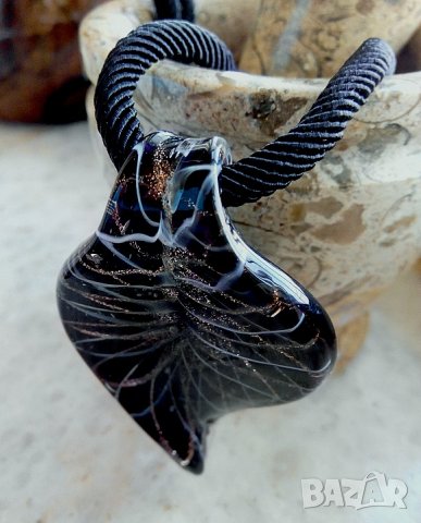 Колие с муранско стъкло и миланска корда, снимка 7 - Колиета, медальони, синджири - 28788775