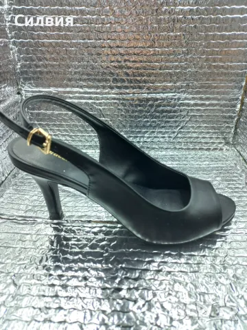Дамски летни обувки на ток, естествена кожа, черни, Graceland, купени от Deichmann, N 36, снимка 3 - Дамски обувки на ток - 50335670