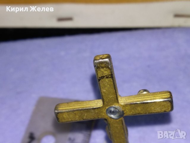Стара ПОЗЛАТЕНО НАСТОЛНО РАЗПЯТИЕ КРЪСТ Много КРАСИВ МЕТАЛЕН 41358, снимка 8 - Колекции - 43738679