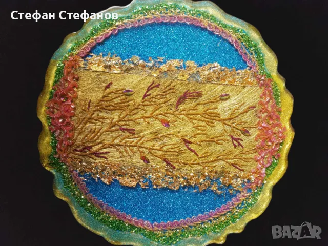 Декоративна масичка с епоксидна смола, снимка 4 - Маси - 48193302