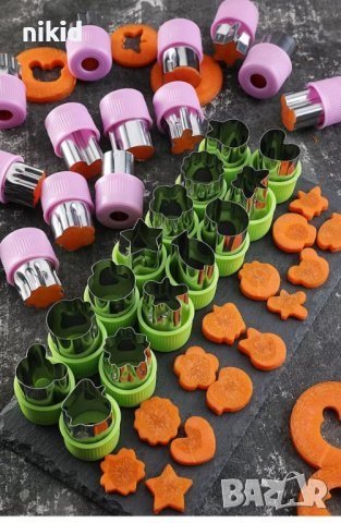 сет 12 части малки дълбоки метални резци форми фигурки за рязане на плодове зеленчуци тесто шишчета, снимка 2 - Форми - 39049274