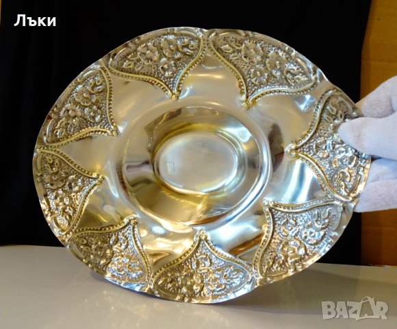 Посребрена бронзова фруктиера,Gold 24k Deloux. , снимка 6 - Антикварни и старинни предмети - 35649310