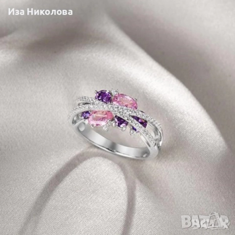 Сребърни пръстени с марказит, рубин, изумруд, сапфири, кристали, аметист, смарагд,, снимка 18 - Пръстени - 34818980