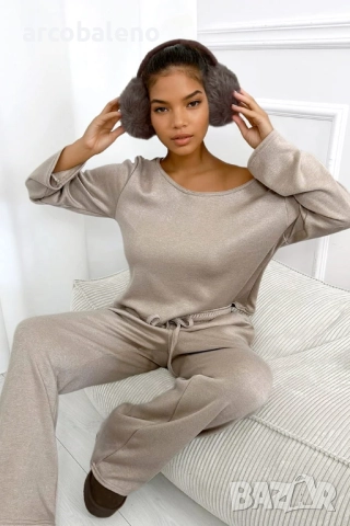 Дамски комплект плетен пуловер от две части, 3цвята , снимка 5 - Комплекти - 52971944