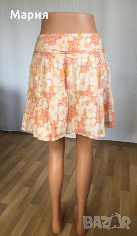 40 М / 42 Л? Kookai Дамска Лятна Пола Плаж Море на Цветя Оранжева Бежова Розова, снимка 13 - Поли - 28664466