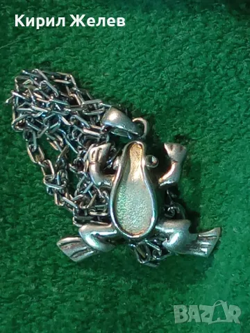 ФИГУРАЛЕН СРЕБЪРЕН ПЕНДАНТ ЖАБКА със СРЕБЪРНА ВЕРИЖКА СРЕБРО 925 РЪЧНА АРТ РАБОТА 49797, снимка 15 - Колиета, медальони, синджири - 49981838