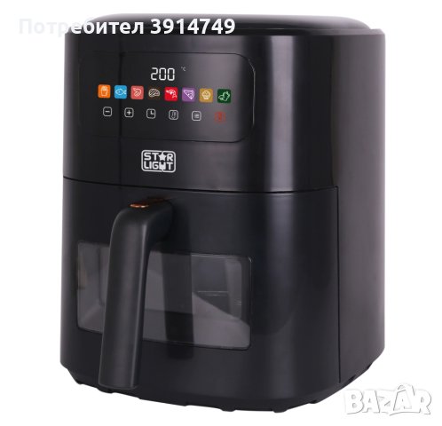 Дигитален Фритюрник с горещ въздух / Airfryer, 1700W, 6 литра, сензорно управление + 8 програми