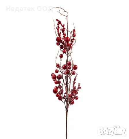 Коледна декоративна украса, Клонка, Червен, 77 см, снимка 2 - Декорация за дома - 48304105