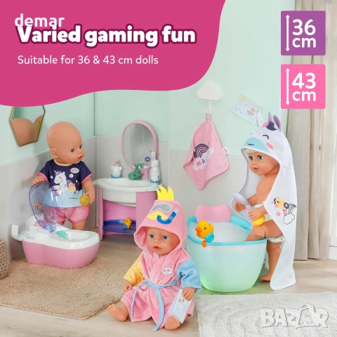 BABY born Тоалетна за кукли със звуци и аксесоари, за кукли 36 и 43 см, снимка 6 - Кукли - 52293624
