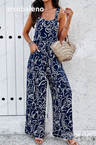 Дамски гащеризон с елегантен абстрактен принт, 4цвята, снимка 18 - Гащеризони - 43992265