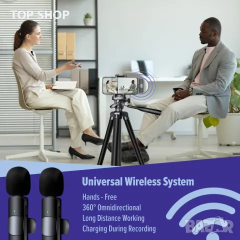 Безжичен микрофон ASILEX за iPhone, мини микрофон - 2 бр., снимка 2 - Аксесоари за Apple - 49417950