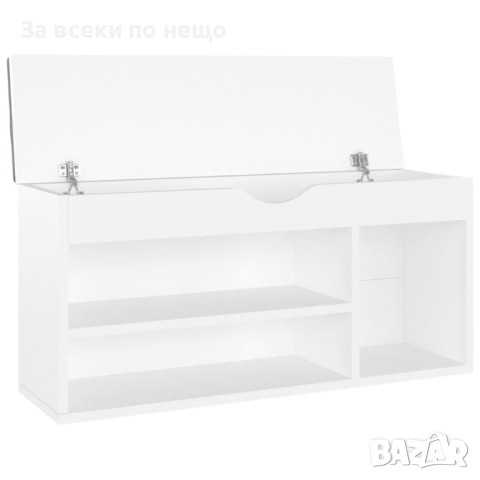 Пейка за обувки с възглавница, бяла, 104x30x49 см, ПДЧ, снимка 8 - Шкафове - 44906468