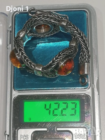 Винтидж сребърна гривна с кехлибар , снимка 14 - Антикварни и старинни предмети - 53607115