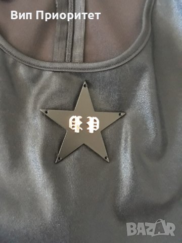 PHILIPP PLEIN-  Черна елегантна рокля със златни капсоловани точки, кожа и метал, дълъг цип на гърба, снимка 9 - Рокли - 37264793