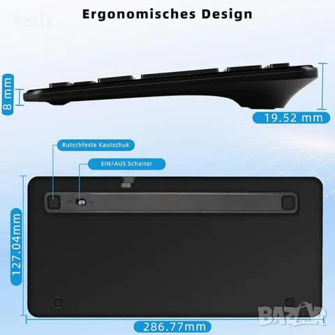 Qulose безжична Bluetooth клавиатура, снимка 4 - Клавиатури и мишки - 49724198