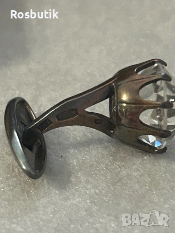 Антикварни редки Съветски сребърни ръкавели с планински кристал , снимка 3 - Антикварни и старинни предмети - 53430509