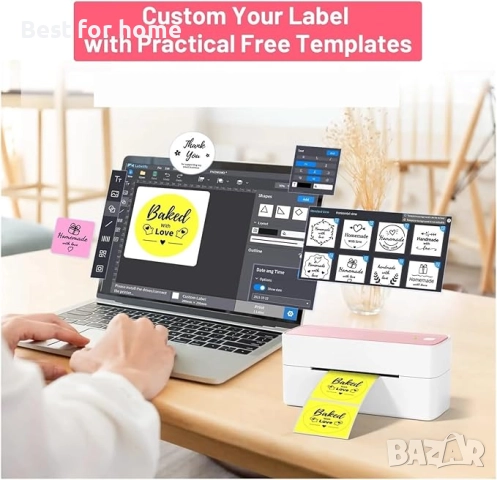 Термопринтер за етикети PM 241 BT, безжичен съвместим с телефон и компютър, снимка 6 - Друго търговско оборудване - 52604519