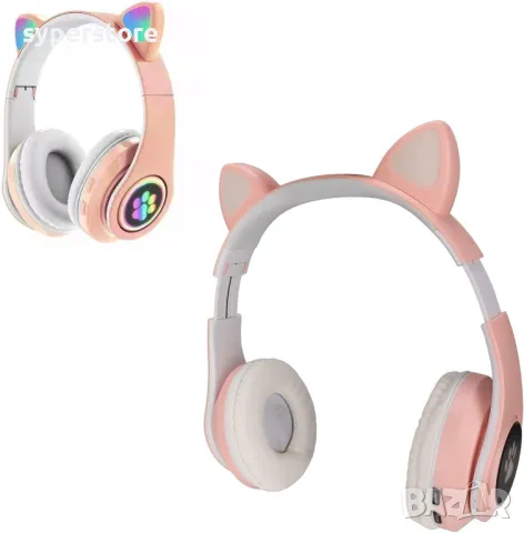 Слушалки безжични Bluetooth Cat Digital One SP00974  STN-28(Pink) Блутут розови с микрофон, светещи