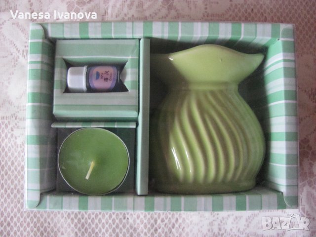 ПОдарък комплект - свещ, поставка, аромат, снимка 1 - Подаръци за жени - 28863743