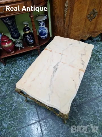 Прекрасна много красива антикварна белгийска бронзова масичка с оникс , снимка 8 - Антикварни и старинни предмети - 48867432