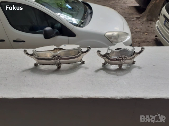 Две малки стари антикварни сребърни съдчета за хайвер, снимка 2 - Антикварни и старинни предмети - 53327611