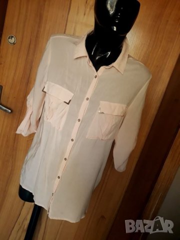 Прасковен цвят риза със златисти елементи М/Л, снимка 1