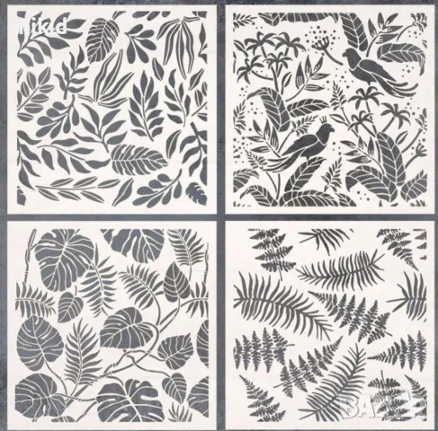 4 вида зеленина Фауна тропически листа папрат стенсил шаблон за спрей за торта украса Scrapbooking 