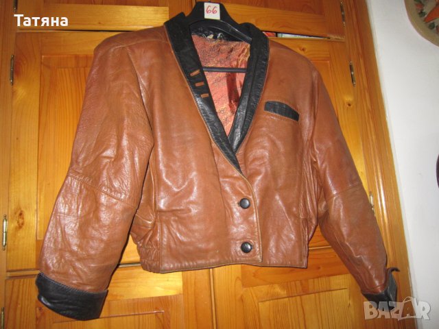  Кожено яке  Дамско  ИТАЛИЯ, снимка 2 - Якета - 28672618