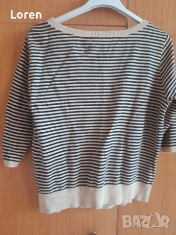 Блуза на светло кафеви и черни раета с три четвърт ръкав, снимка 5 - Блузи с дълъг ръкав и пуловери - 49163047