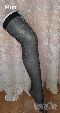 Черни чорапи със сребриста нишка с пандела , снимка 5 - Бельо - 35627580