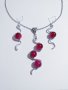 Разкошен комплект бижута в рубинено червено с орнаменти в цвят Сребро, снимка 4