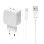 зарядно устройство 220V - 5V/2.4A, 2 x USB, Type-C кабел, снимка 1 - Оригинални зарядни - 43351416