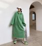 Дамски дълъг суитшърт рокля,с качулка, зелено, снимка 1 - Рокли - 36951034