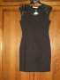  Елегантна дамска права черна рокля с лек ръкав с дантела и кожа, снимка 1 - Рокли - 26536795