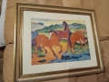 Картина, "млади кончета"- акварел. С паспарту от кадастрон., снимка 1