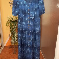 Синя копринена рокля НЕМАЧКАЕМА L, XL, снимка 1 - Рокли - 40630203